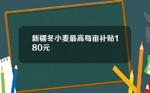 新疆冬小麦最高每亩补贴180元