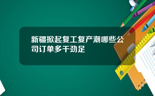 新疆掀起复工复产潮哪些公司订单多干劲足