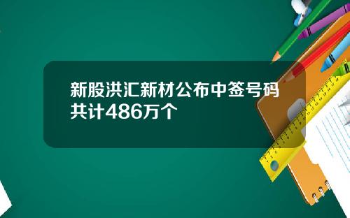 新股洪汇新材公布中签号码共计486万个