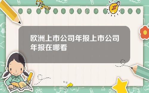 欧洲上市公司年报上市公司年报在哪看