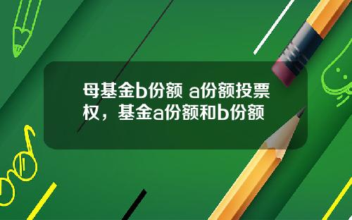 母基金b份额 a份额投票权，基金a份额和b份额