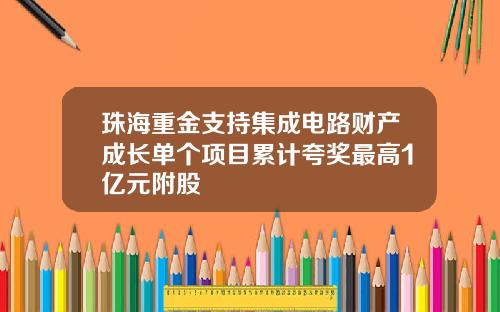 珠海重金支持集成电路财产成长单个项目累计夸奖最高1亿元附股