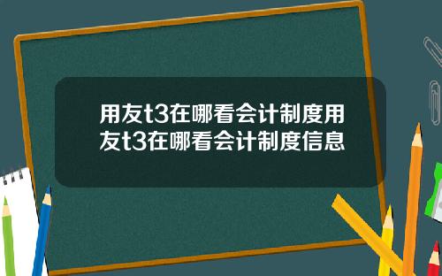 用友t3在哪看会计制度用友t3在哪看会计制度信息