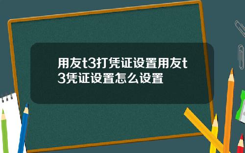 用友t3打凭证设置用友t3凭证设置怎么设置