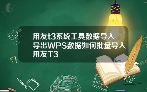 用友t3系统工具数据导入导出WPS数据如何批量导入用友T3