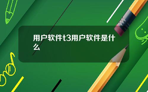 用户软件t3用户软件是什么