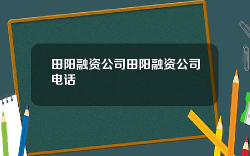 田阳融资公司田阳融资公司电话