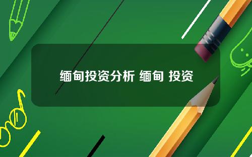 缅甸投资分析 缅甸 投资