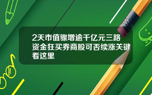 2天市值骤增逾千亿元三路资金狂买券商股可否续涨关键看这里