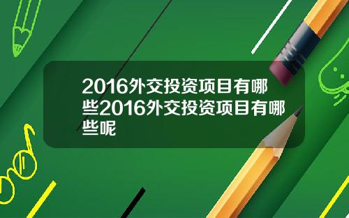 2016外交投资项目有哪些2016外交投资项目有哪些呢
