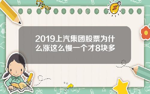 2019上汽集团股票为什么涨这么慢一个才8块多