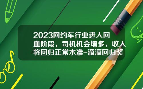 2023网约车行业进入回血阶段，司机机会增多，收入将回归正常水准-滴滴回归奖励多少天【新闻】.