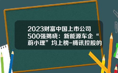 2023财富中国上市公司500强揭晓：新能源车企“蔚小理”均上榜-腾讯控股的上市公司有哪些【新闻】.