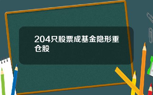 204只股票成基金隐形重仓股