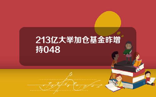 213亿大举加仓基金昨增持048
