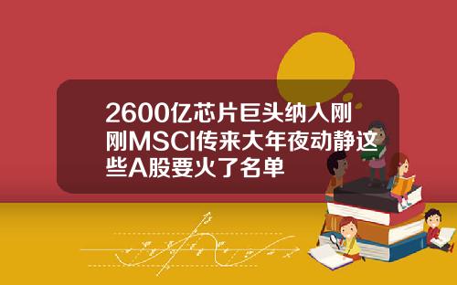 2600亿芯片巨头纳入刚刚MSCI传来大年夜动静这些A股要火了名单
