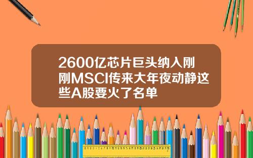 2600亿芯片巨头纳入刚刚MSCI传来大年夜动静这些A股要火了名单