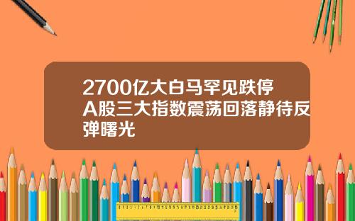 2700亿大白马罕见跌停A股三大指数震荡回落静待反弹曙光