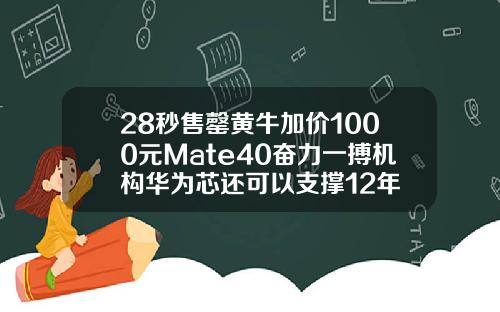 28秒售罄黄牛加价1000元Mate40奋力一搏机构华为芯还可以支撑12年