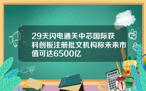 29天闪电通关中芯国际获科创板注册批文机构称未来市值可达6500亿
