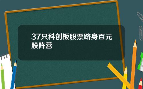 37只科创板股票跻身百元股阵营
