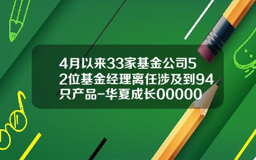 4月以来33家基金公司52位基金经理离任涉及到94只产品-华夏成长000001基金净值
