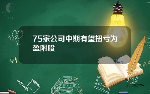 75家公司中期有望扭亏为盈附股