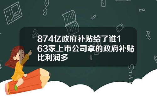 874亿政府补贴给了谁163家上市公司拿的政府补贴比利润多