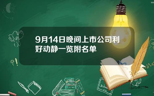9月14日晚间上市公司利好动静一览附名单