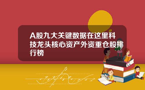 A股九大关键数据在这里科技龙头核心资产外资重仓股排行榜