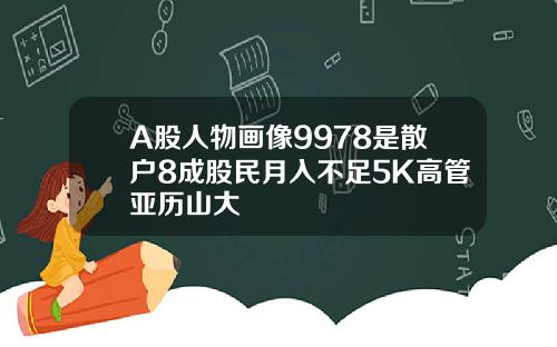 A股人物画像9978是散户8成股民月入不足5K高管亚历山大