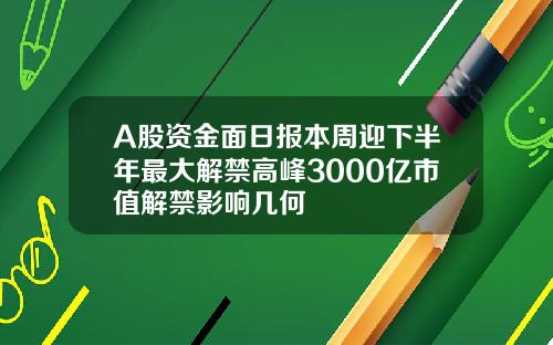 A股资金面日报本周迎下半年最大解禁高峰3000亿市值解禁影响几何
