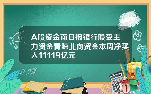 A股资金面日报银行股受主力资金青睐北向资金本周净买入11119亿元