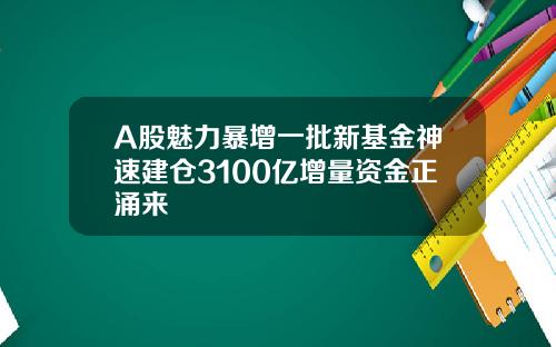 A股魅力暴增一批新基金神速建仓3100亿增量资金正涌来