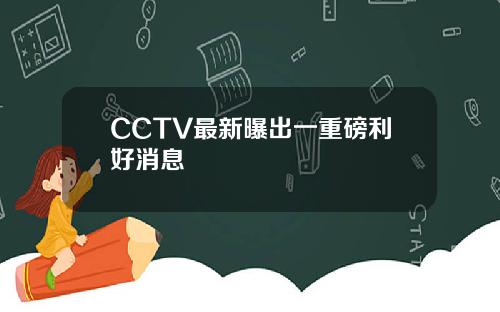 CCTV最新曝出一重磅利好消息