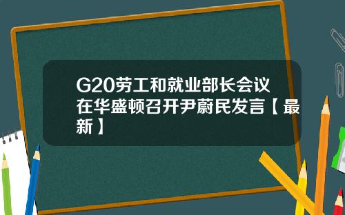 G20劳工和就业部长会议在华盛顿召开尹蔚民发言【最新】
