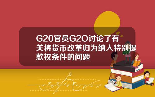 G20官员G2O讨论了有关将货币改革归为纳入特别提款权条件的问题
