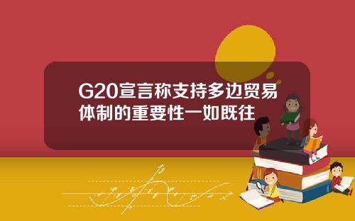G20宣言称支持多边贸易体制的重要性一如既往