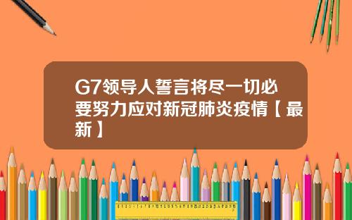 G7领导人誓言将尽一切必要努力应对新冠肺炎疫情【最新】