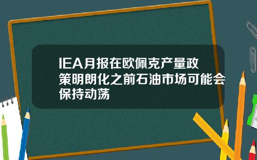 IEA月报在欧佩克产量政策明朗化之前石油市场可能会保持动荡
