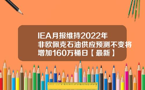 IEA月报维持2022年非欧佩克石油供应预测不变将增加160万桶日【最新】