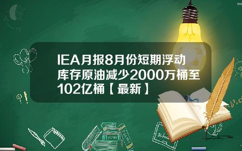 IEA月报8月份短期浮动库存原油减少2000万桶至102亿桶【最新】