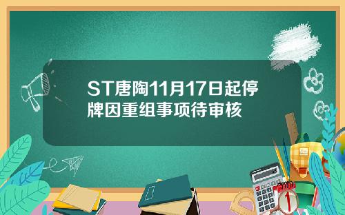 ST唐陶11月17日起停牌因重组事项待审核