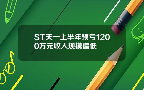 ST天一上半年预亏1200万元收入规模偏低