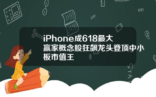 iPhone成618最大赢家概念股狂飙龙头登顶中小板市值王