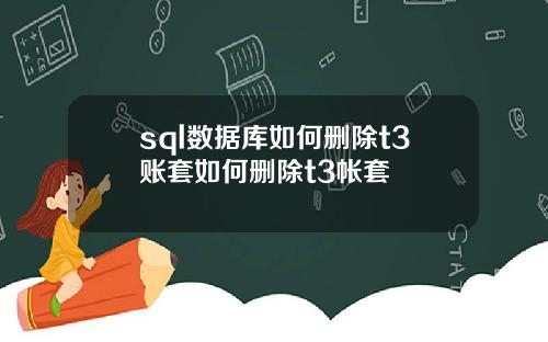 sql数据库如何删除t3账套如何删除t3帐套