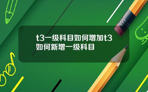 t3一级科目如何增加t3如何新增一级科目