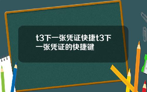 t3下一张凭证快捷t3下一张凭证的快捷键