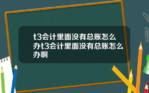 t3会计里面没有总账怎么办t3会计里面没有总账怎么办啊