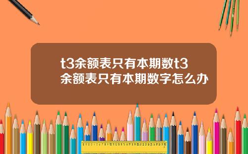 t3余额表只有本期数t3余额表只有本期数字怎么办